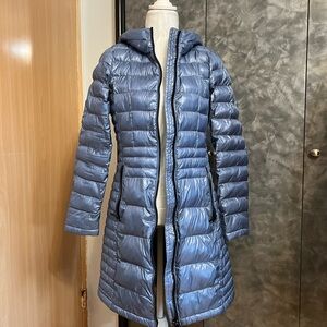 Calvin Klein Metallic Blue Long Puffer Coat